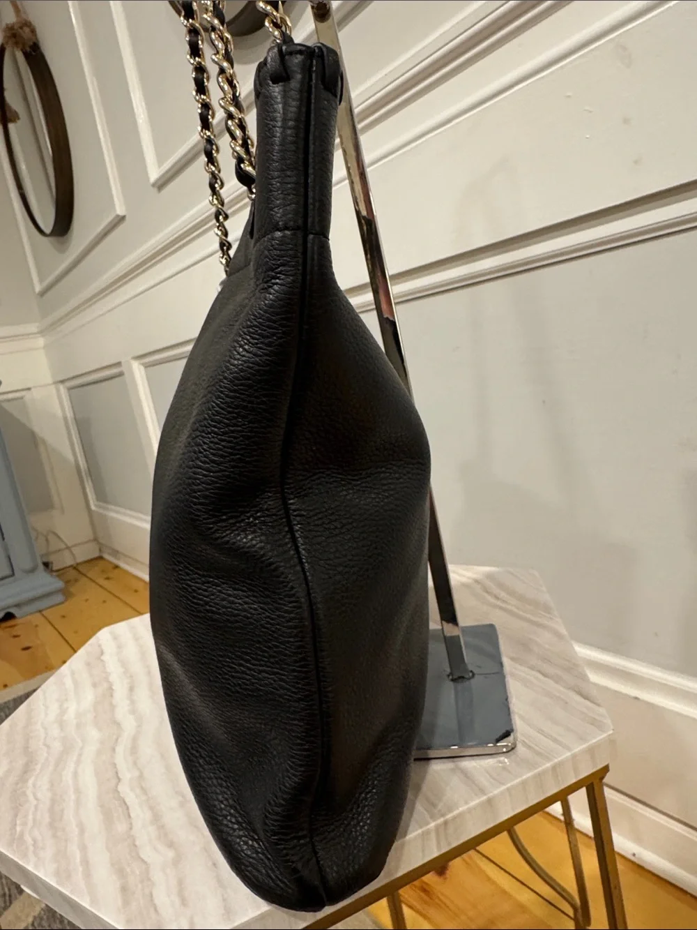 Tory Burch Bag Marion Convertible Black Leather Chain Crossbody Shoulder Bag